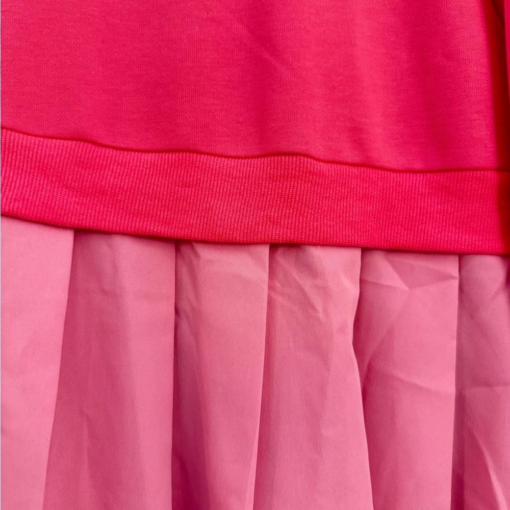 Ces Femme Pink Colorblock Sweatshirt Poplin Skirt Mini Dress - Picture 2 of 6